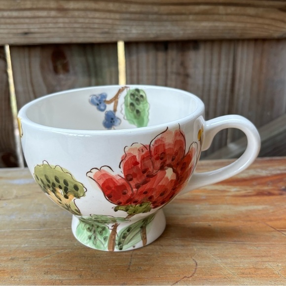 Mum Florals by Maxcera Corp Footed Ceramic Cappuccino Mug 18oz - Picture 1 of 7